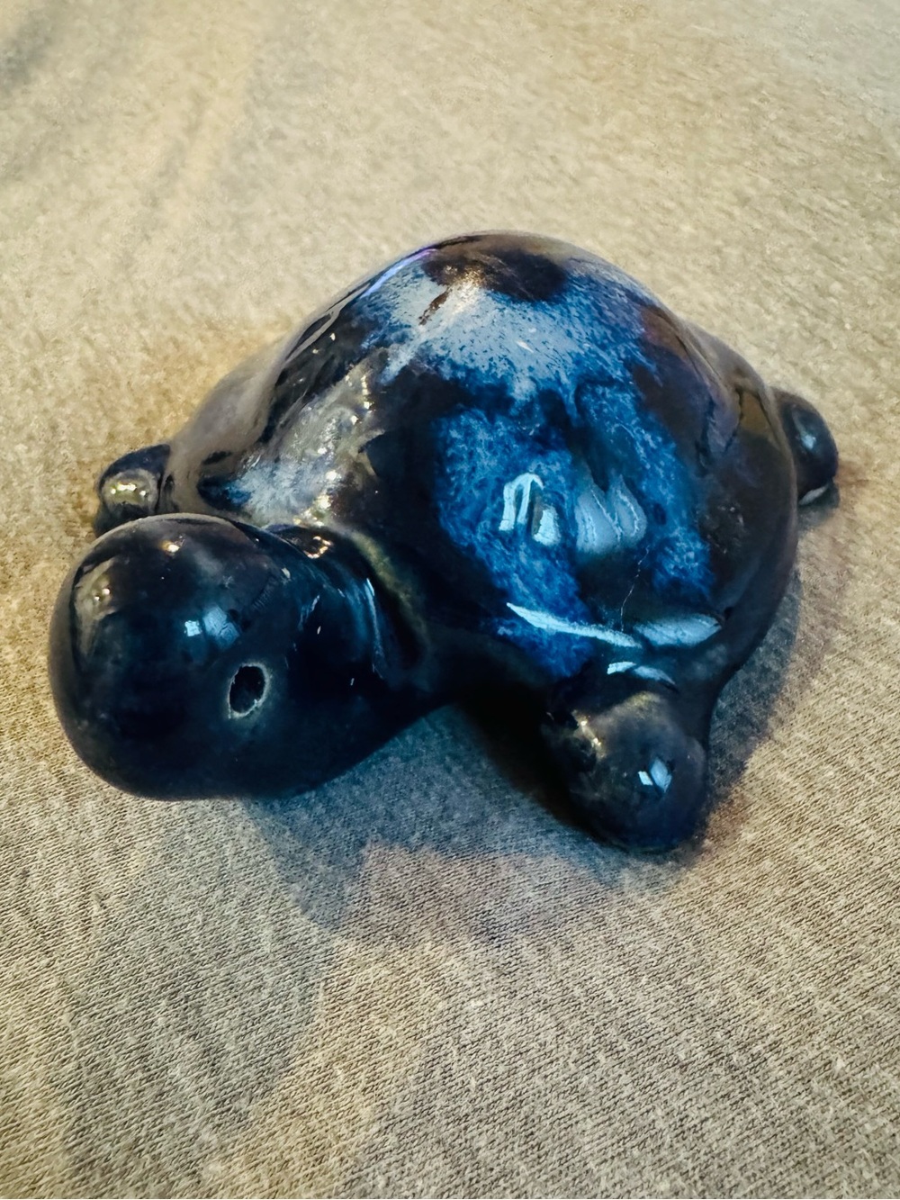 Blue Ceramic Turtle Figurine